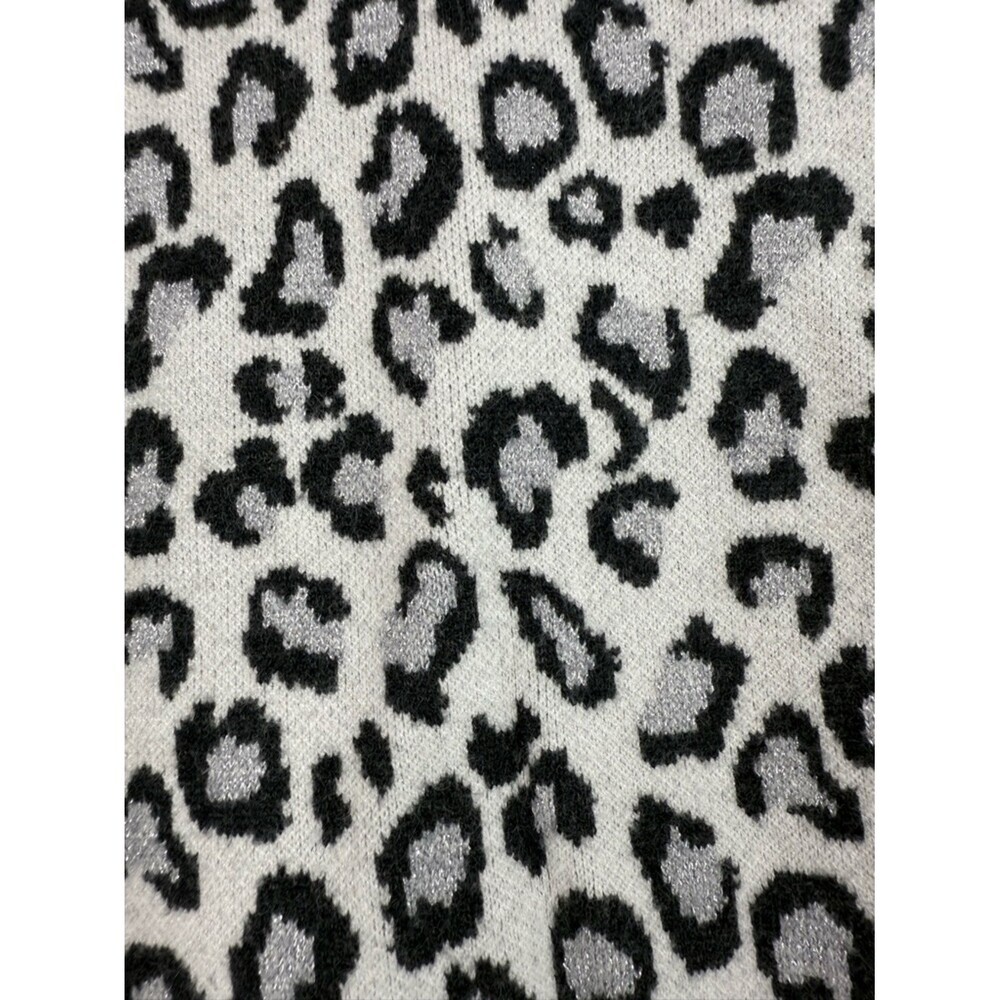 Cynthia Rowley sweater sparkly Black and White Leopard Print Turtleneck Sweater - Picture 7 of 12